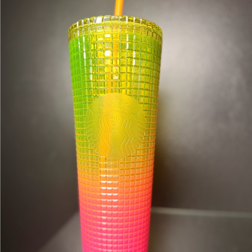 Starbucks Gradient Grid Tumbler - Neon Green Yellow Pink